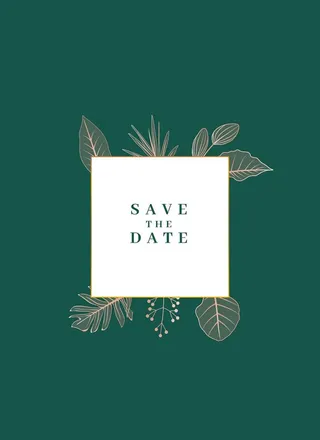 墨绿色极简婚礼邀请图片
