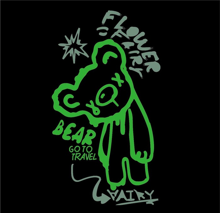 手绘涂鸦歪头潮流熊图案印花图片