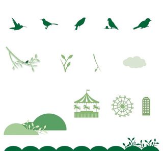 春天小鸟草丛树枝图片