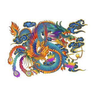 中国龙龙凤矢量图片