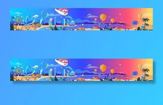 海边沙滩度假矢量插画图片