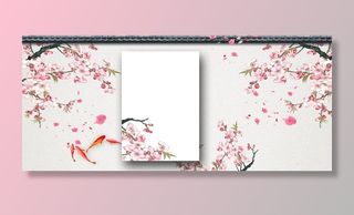 手绘桃花插画海报图片