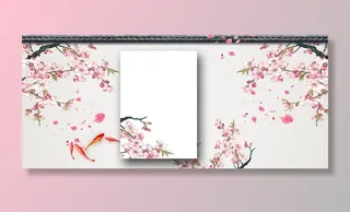 手绘桃花插画海报图片