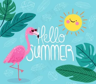 夏季墨镜火烈鸟图片