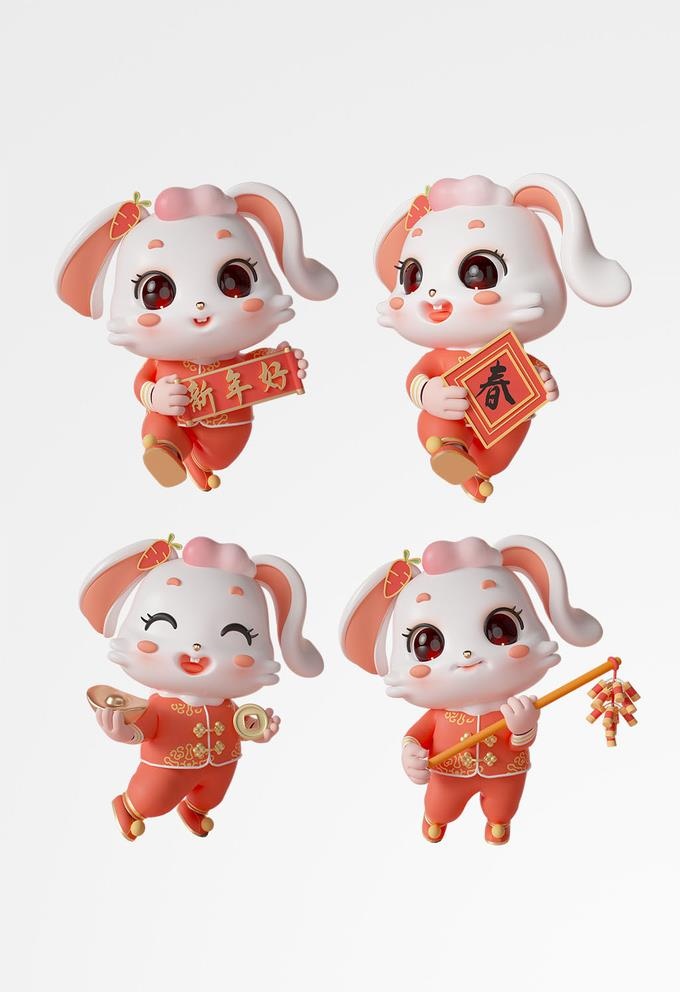 3d兔年兔子形象图片