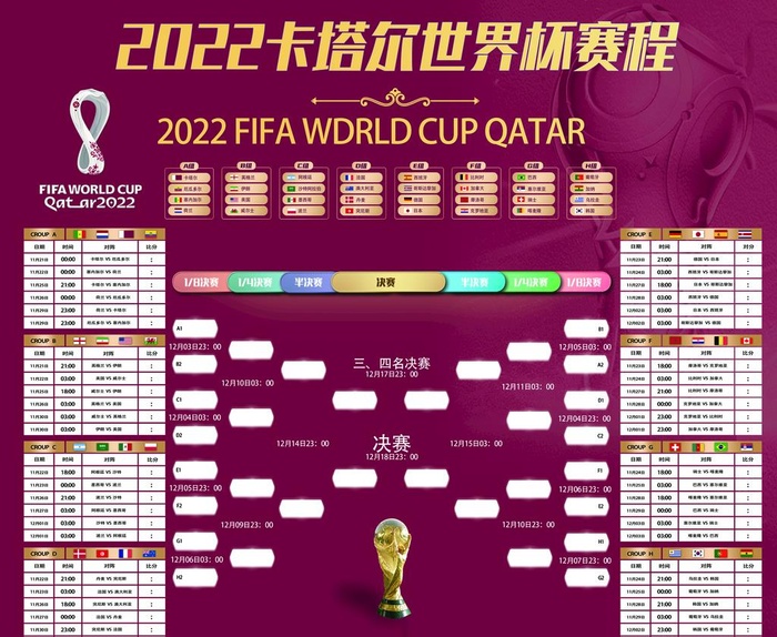 2022卡塔尔世界杯赛程图片(5329x4535)psd模版下载