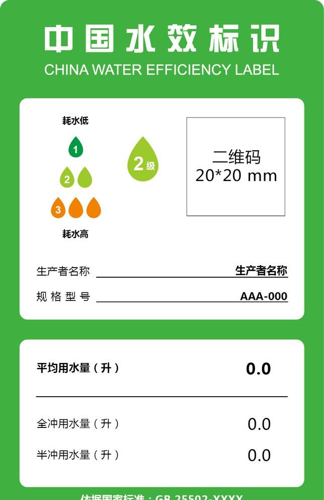 中国水效标识矢量图图片ai矢量模版下载