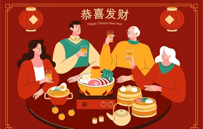 卡通一家人吃饭图片ai矢量模版下载