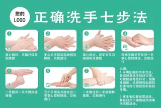 七步洗手法 A4比例图片