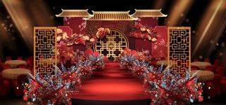 中式婚礼舞台效果图图片