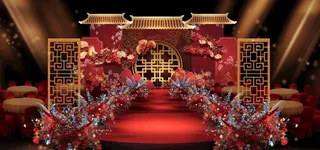 中式婚礼舞台效果图图片