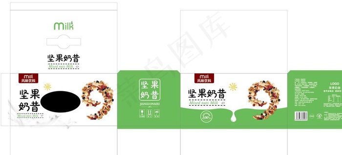 坚果奶昔包装箱展开图图片eps,ai矢量模版下载