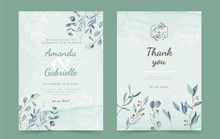 水彩花卉婚礼请柬图片