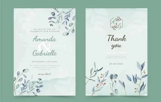 水彩花卉婚礼请柬图片