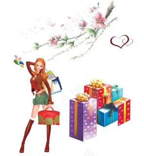 矢量女人 购物图片