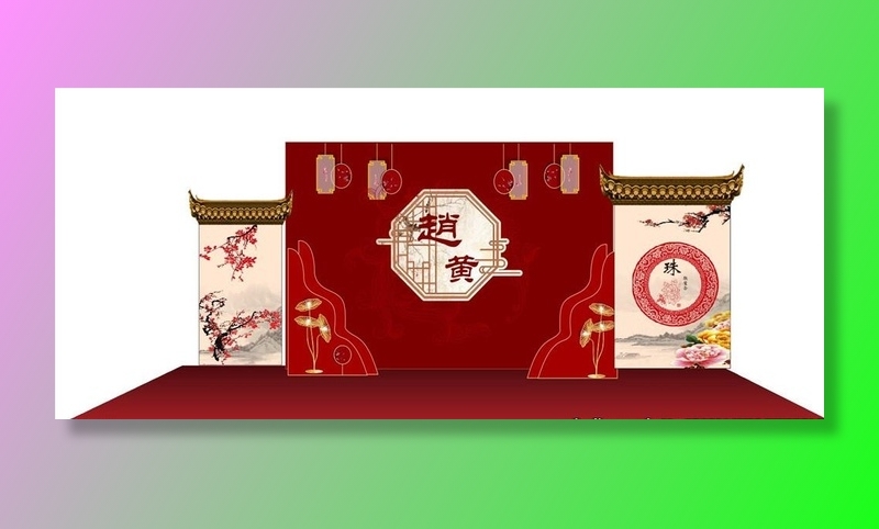 中式红色婚礼背景图片