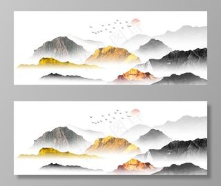 新中式山水画图片