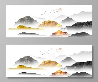 新中式山水画图片