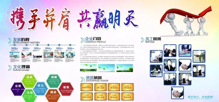 企业文化展板图片(7500x3500)psd模版下载