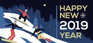 冬季滑雪运动插画矢量素材图片