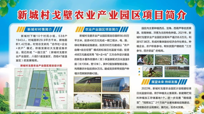 蓝色乡村农业产业规划设计展板图片