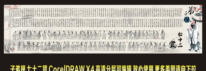 七十二贤 子弟规图片cdr矢量模版下载
