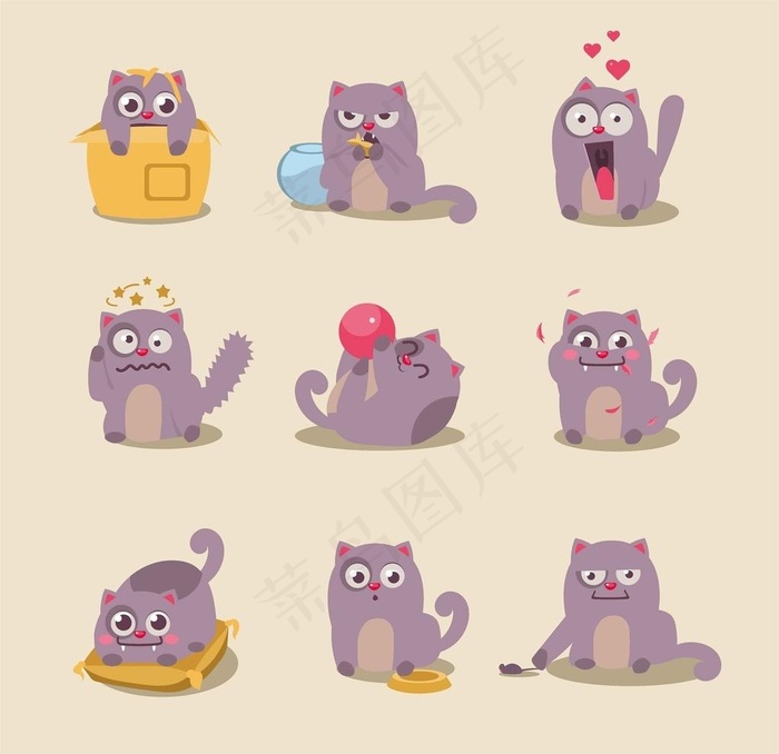 卡通猫图片ai矢量模版下载