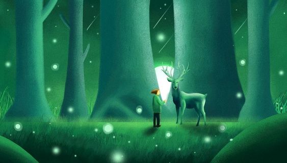 唯美麋鹿插画图片