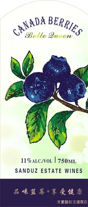 蓝莓红酒标签图片