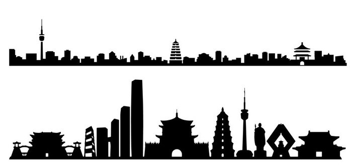 西安城市剪影图片ai矢量模版下载