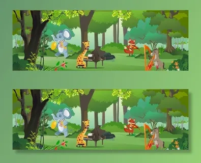 卡通动物森林背景矢量图图片