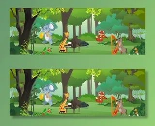 卡通动物森林背景矢量图图片