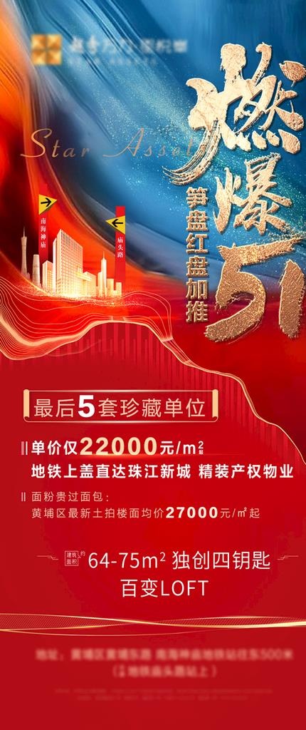 高端红色地产微信稿宣传海报图片(1080x2395)