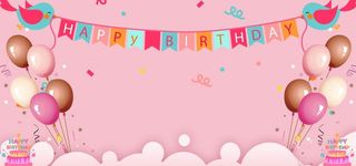 粉色气球蛋糕海报背景插画图片