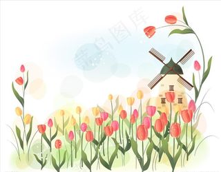 小清新梦幻郁金香背景素材图片