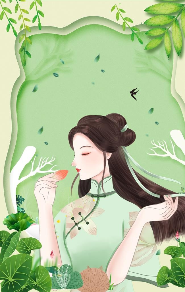 唯美插画图片(2000x3000)psd模版下载