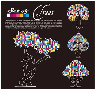 时尚花纹树木矢量素材图片