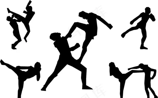 跆拳道运动剪影图片