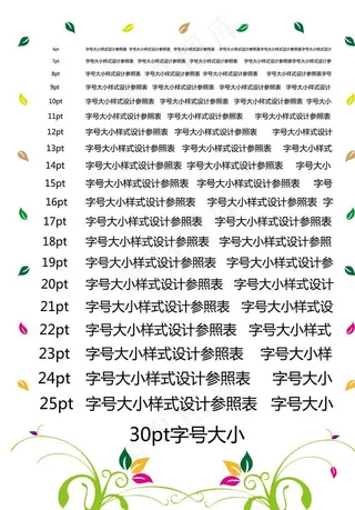 字号大小设计参照表图片