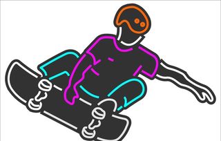 滑板少年  霓虹灯图片