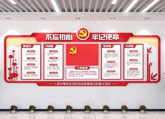 党建文化墙图片cdr矢量模版下载