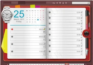 翻开的本子卡通素材手表日历图片