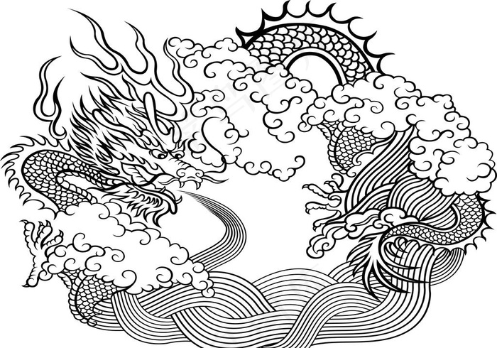 龙纹图片ai矢量模版下载