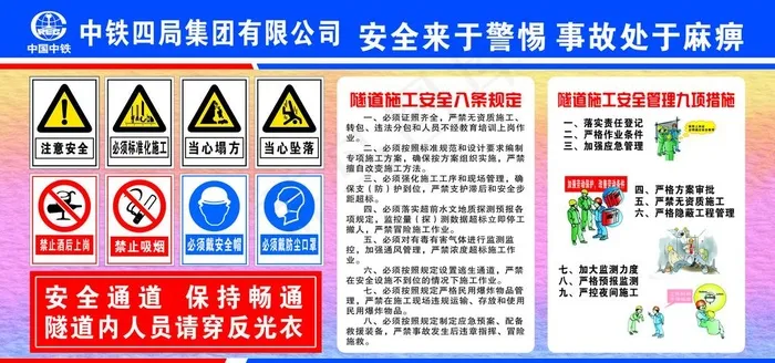 隧道施工安全提示图片cdr矢量模版下载