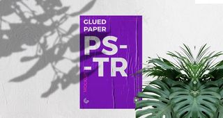 贴在墙上的海报样机效果图图片