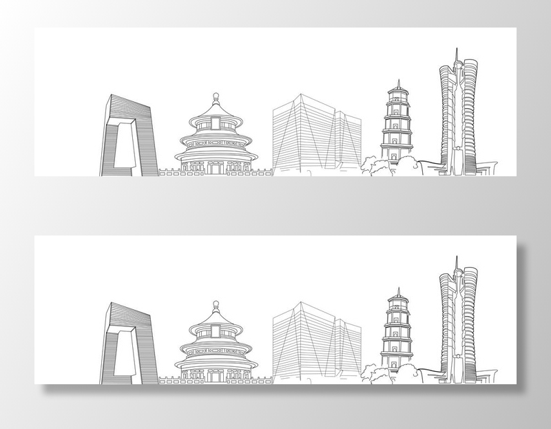 北京线条建筑剪影图片ai矢量模版下载