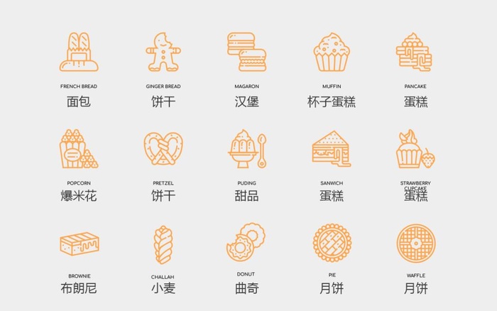 面包蛋糕线性图标图片cdr矢量模版下载