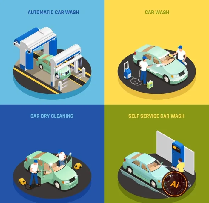 汽车美容矢量插画图片ai矢量模版下载