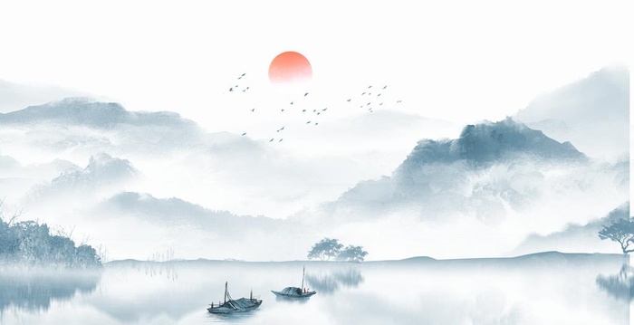 水墨山水图片(3298x1794)psd模版下载