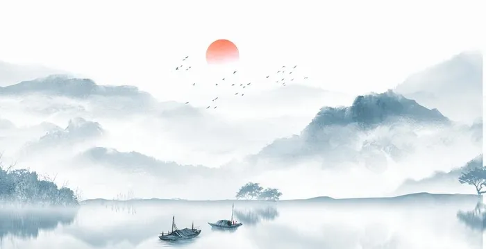 水墨山水图片(3298x1794)psd模版下载